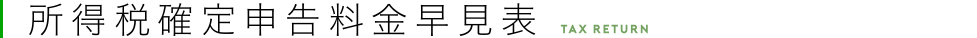 所得税確定申告料金早見表